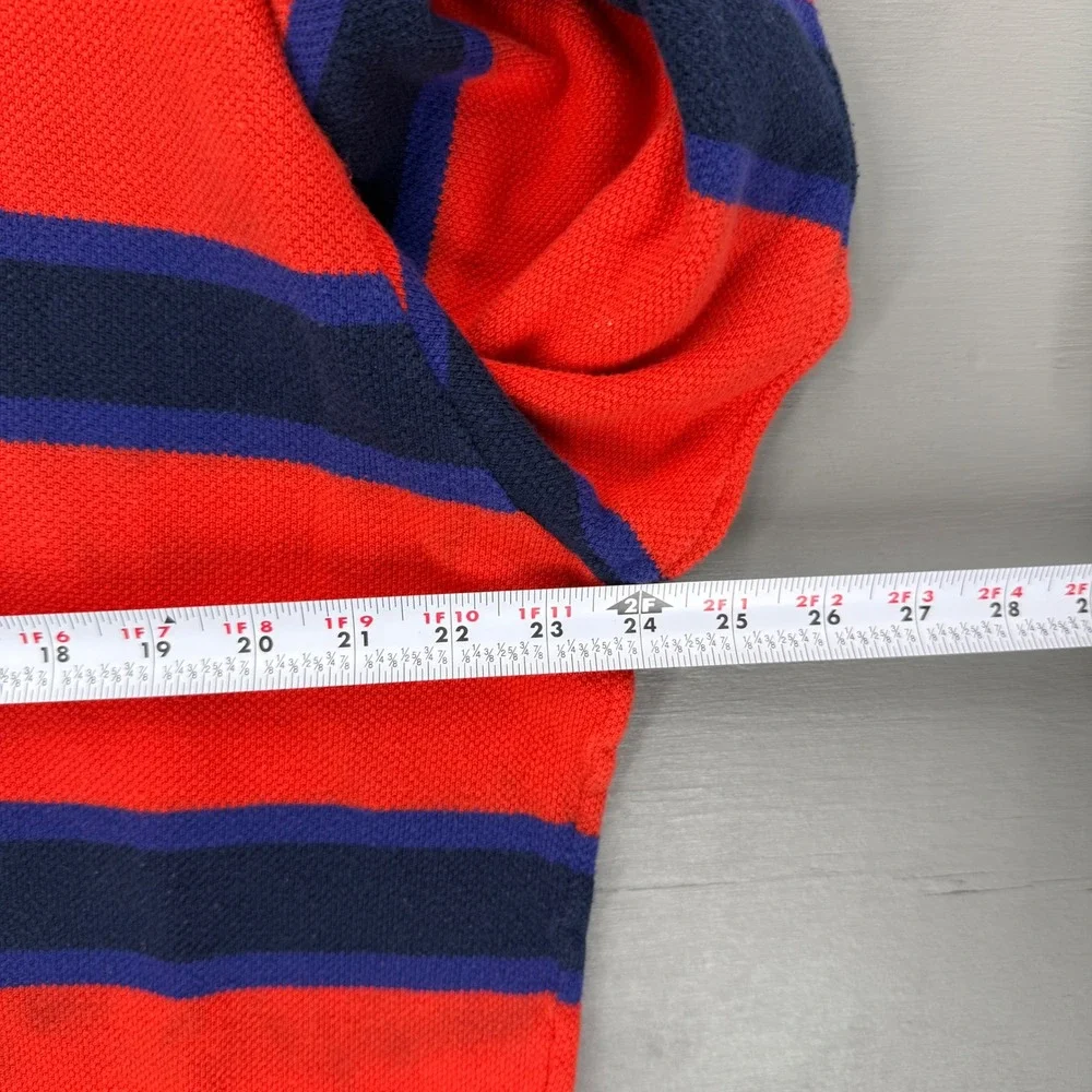 Vintage Polo Ralph Lauren Rugby Polo Shirt Red Navy Striped Long Sleeve XL